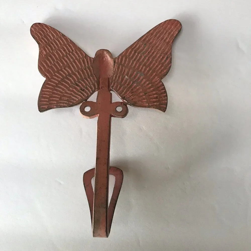Vintage Cast Iron Wall Hook Decoration Butterfly Decor Victorian Fairy Rustic